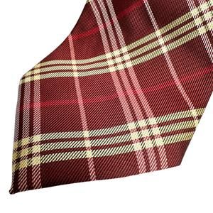 Zantos Plaid Tie Tartan Burgundy Red Tan 56 Inches Career Academia